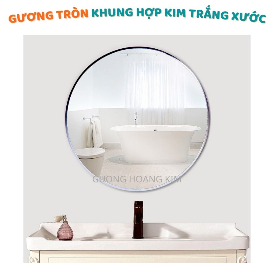 gương tròn treo tường bàn trang điểm khung hợp kim HK6002