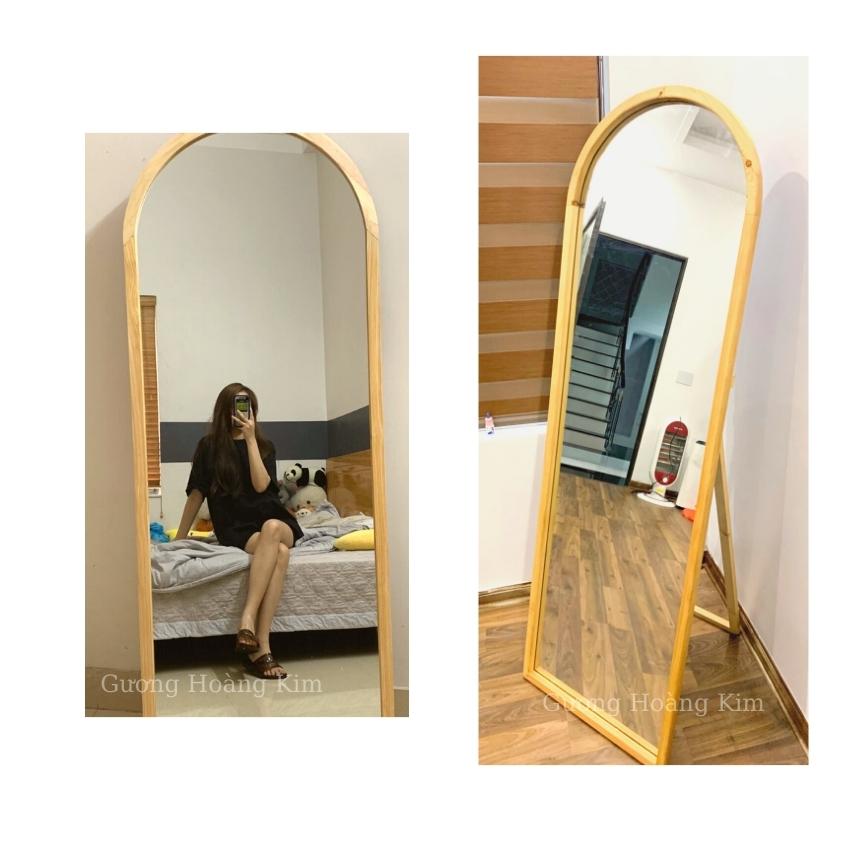 Gương soi toàn thân khung gỗ dựa tường, gương đứng treo tường kích thước 50x160cm, 60x170cm