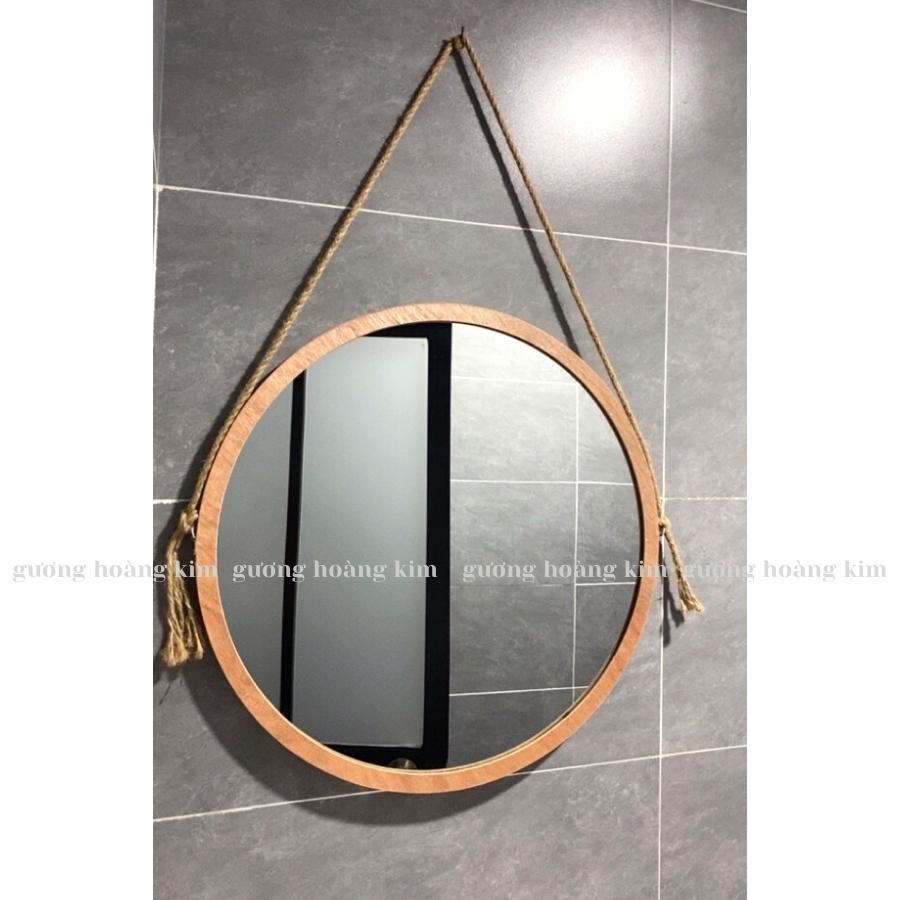 Gương treo tường trang trí, gương viền gỗ decor full phụ kiện kèm dây thừng giá rẻ KGR01