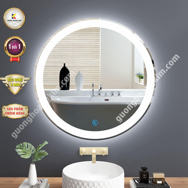 Gương đèn led phòng tắm tròn Led đơn sáng hắt ngoài HK-0008 [AGC]