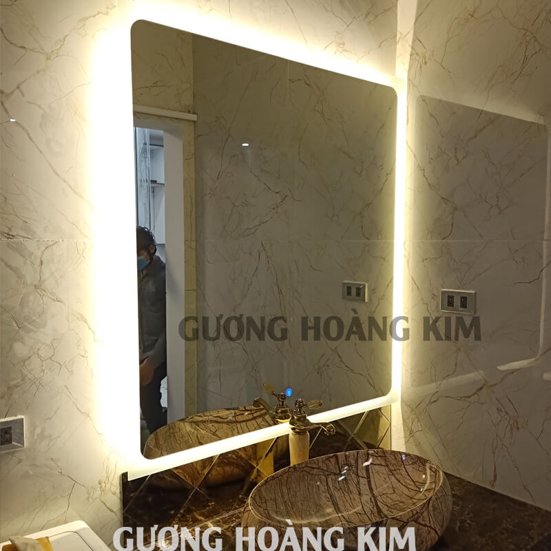 Gương đèn led cảm ứng chữ nhật viền Led bo cạnh HK-3004 [AGC]