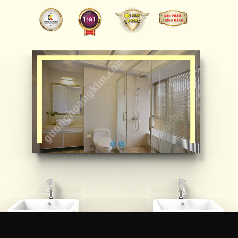 Gương đèn led cảm ứng vuông phòng tắm HK-3009 Bản cao cấp