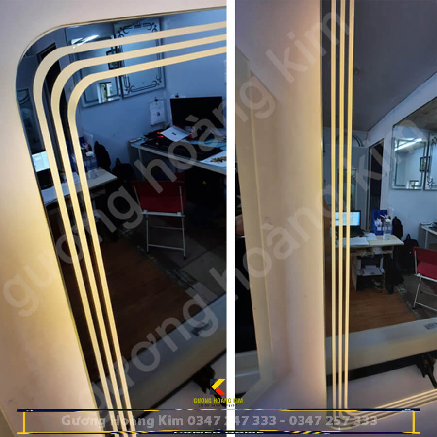 Gương đèn led hoàng kim tính năng cảm ứng đồng hồ nhiệt độ, kết nối loa bluetooth – guonghoangkim mirror HK3014V
