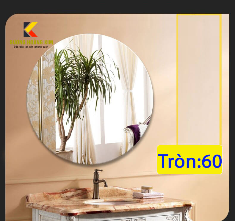 Gương dán tường treo tường tròn lắp bàn trang điểm makeup nhà tắm phòng wc không viền – guonghoangkim mirror HK5005