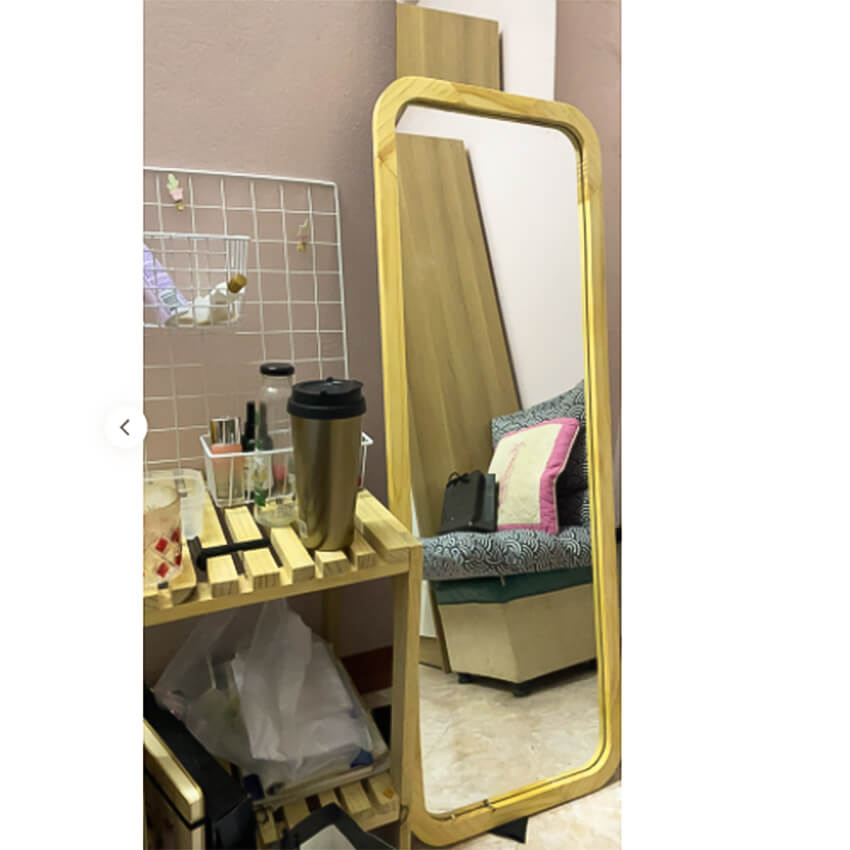 Gương soi toàn thân khung gỗ dựa tường và treo tường dây thừng kích thước 45x125cm – guonghoangkim mirror